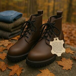90’s deadstock L.L.Bean Women’s Leather Lace‑Up Ankle Boots USA Brown Size 8.5